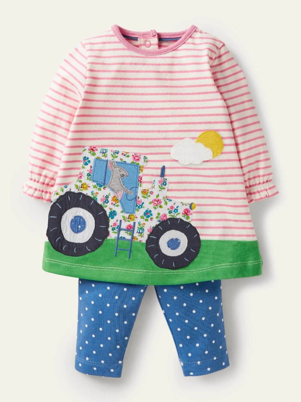 NWOT Mini Boden Big Appliqué Dress Set 3-4Y(A very minor flaw)